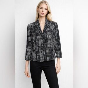Kim Rogers Women’s Blazer Size 12 Black/white 3/4 Sleeve Lined